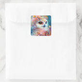 Surreal Owl Fantasy Art Quadratischer Aufkleber (Tasche)