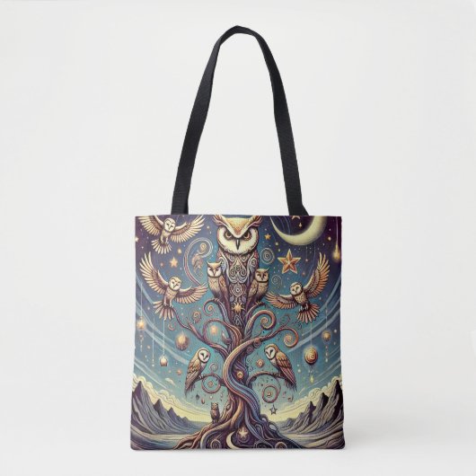 Surreal Owl Forest Tasche (Vorderseite)