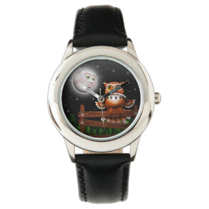 Surreal Owl und Moon Watch Armbanduhr