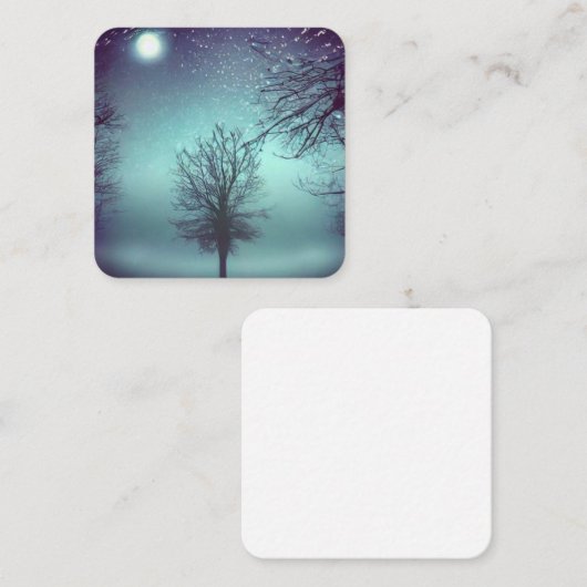 Surreal Painted Forest & Full Moon Quadratische Visitenkarte (Vorne/Hinten)