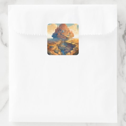 Surreal Palace Landschaft Quadratischer Aufkleber (Tasche)