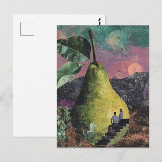 Surreal Pear Collage Postkarte (Vorne/Hinten)