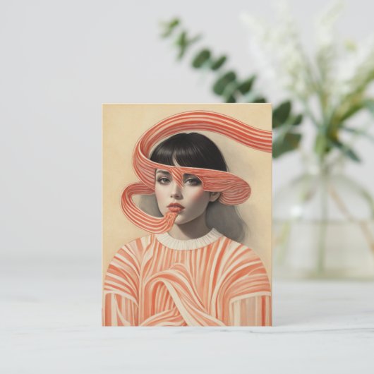 Surreal Peppermint-Frau Postkarte (Stehend Vorderseite)