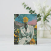 Surreal Person in Yellow Poppy Blume Collage Postkarte (Stehend Vorderseite)