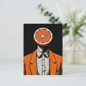 Surreal Person with an Orange for a Head Postkarte (Stehend Vorderseite)