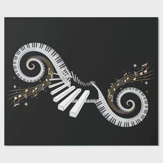 Surreal Piano Keyboard Wrapping Paper Geschenkpapier (Flach)