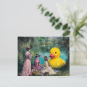 Surreal Picnic im Park mit Riesenente Postkarte (Stehend Vorderseite)