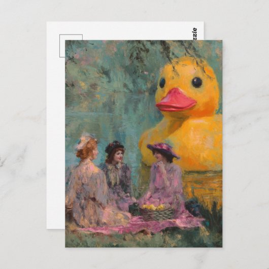 Surreal Picnic mit Rubberente Postkarte (Vorne/Hinten)