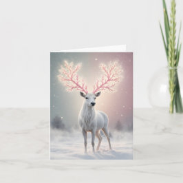 Surreal Pink Antler Reindeer Holiday Card Karte