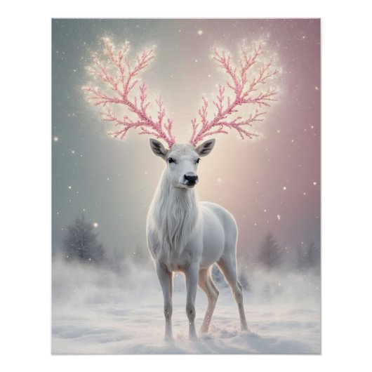 Surreal Pink Antler Reindeer Poster (Vorderseite)