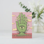 Surreal Pink Sky Gardeners Green Hand Postkarte (Stehend Vorderseite)