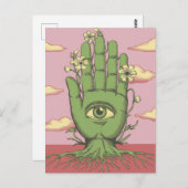 Surreal Pink Sky Gardeners Green Hand Postkarte (Vorne/Hinten)