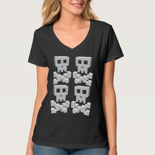 Surreal Pixel Skulls Large minimalist retro style T-Shirt (Vorderseite)
