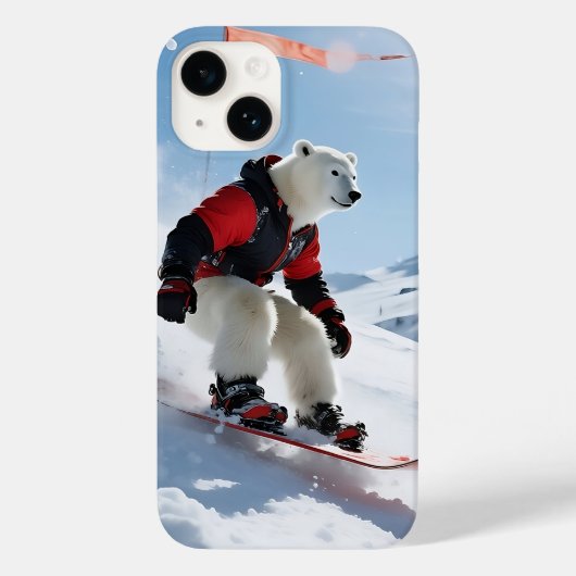 Surreal Polarbär Snowboarden Winterabenteuer Case-Mate iPhone Hülle (Rückseite)