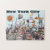 Surreal Pop Art beschäftigt New York City Puzzle (Horizontal)