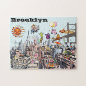 Surreal Pop Art Business Stadt Brooklyn Puzzle (Horizontal)
