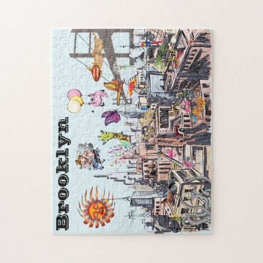 Surreal Pop Art Business Stadt Brooklyn Puzzle (Vertikal)