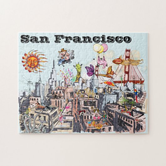 Surreal Pop Art Business Stadt San Francisco Puzzle (Horizontal)