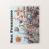 Surreal Pop Art Business Stadt San Francisco Puzzle (Vertikal)