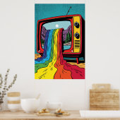 Surreal Pop Art: Regenbogen auf Bildschirm Poster (Küche)