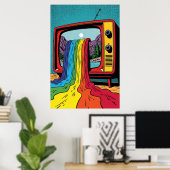 Surreal Pop Art: Regenbogen auf Bildschirm Poster (Heimbüro)