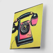 Surreal Pop Art Retro Telefon 6 Quadratische Wanduhr (Winkel)
