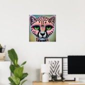 Surreal Pop Green Mit Augen Cheetah Poster (Heimbüro)