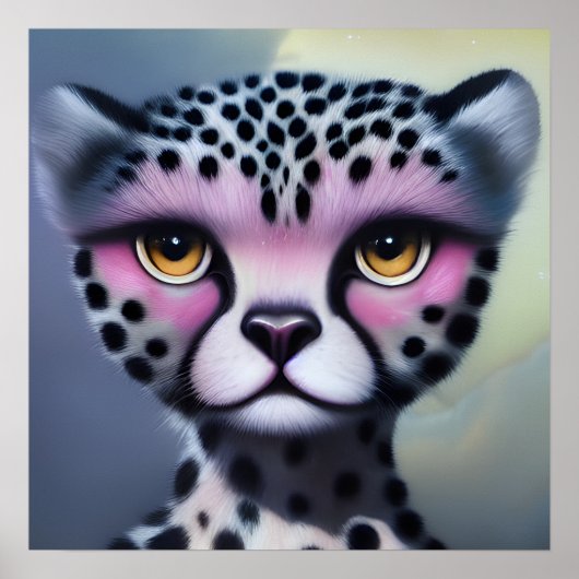 Surreal Pop Pink Cheetah Poster (Vorne)