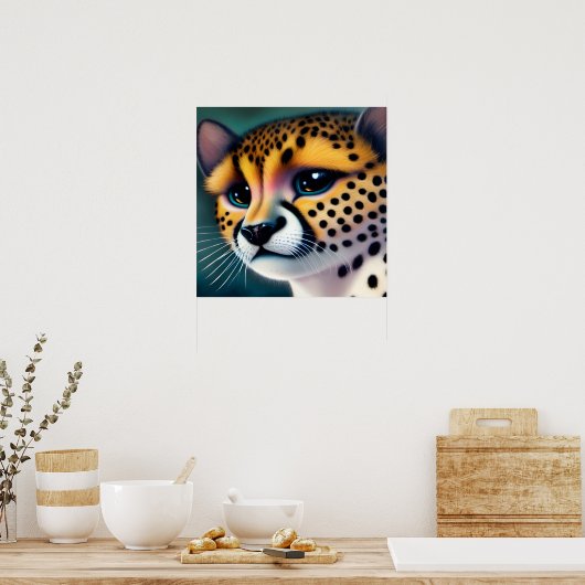 Surreal Pop Sad Cheetah Poster (Küche)