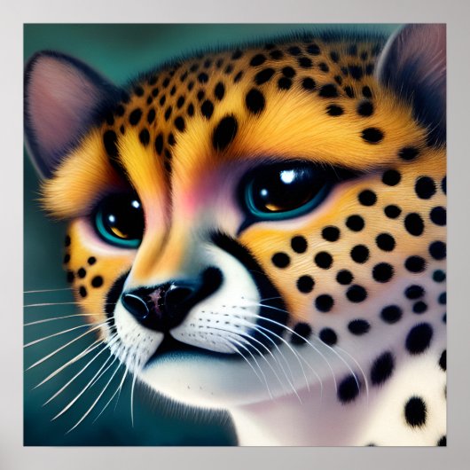 Surreal Pop Sad Cheetah Poster (Vorne)
