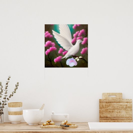Surreal Pop White Dove Poster (Küche)