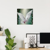 Surreal Pop White Wedding Dove Poster (Heimbüro)