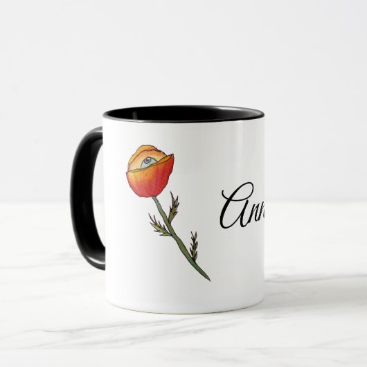 Surreal Poppy Blume Tasse (Vorderseite Links)