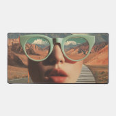 Surreal Portrait With Glasses Reflecting Desert Schreibtischunterlage (Vorderseite)