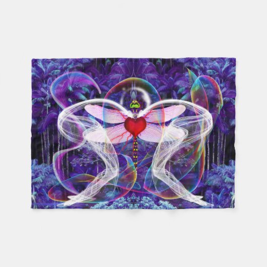 Surreal Psychedelic Dragon Fly Fleecedecke (Vorderseite (Horizontal))