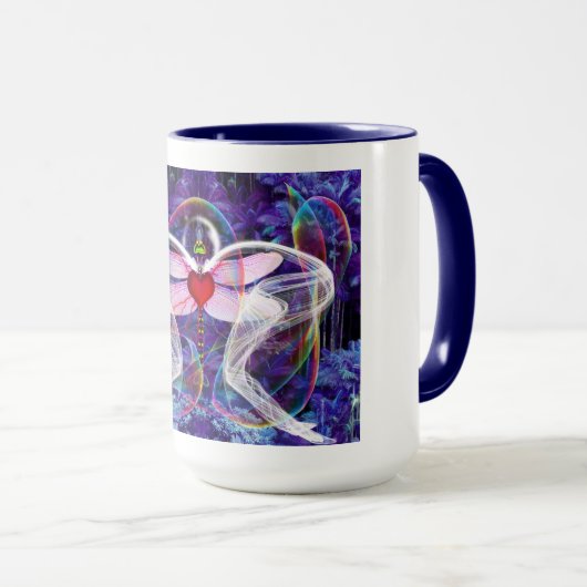 Surreal Psychedelic Dragon Fly Tasse (VorderseiteRechts)