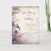Surreal Purple Blumen Tree mit Bird Birthday Karte (Vorderseite)