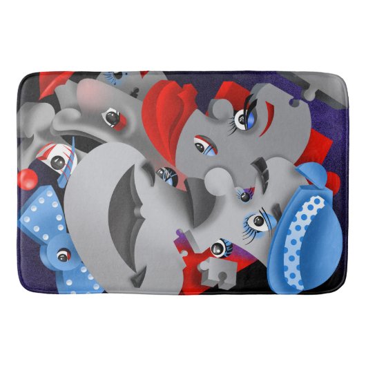 Surreal Puzzle Faces Bath Mat Badematte (Vorderseite)