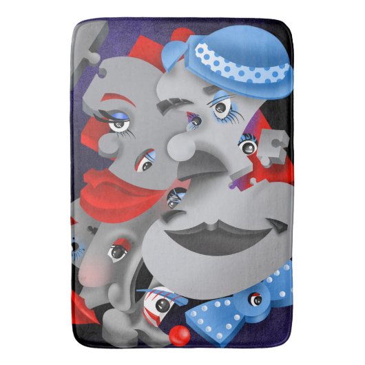 Surreal Puzzle Faces Bath Mat Badematte (Vorderseite Vertikal)