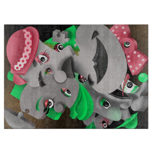 Surreal Puzzle Faces Chopping Board Schneidebrett (Vorderseite)