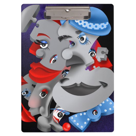 Surreal Puzzle Faces Clipboard Klemmbrett (Vorderseite)
