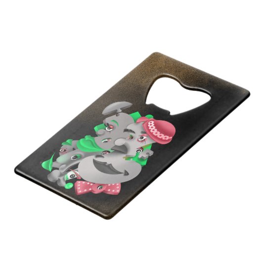 Surreal Puzzle Faces Flaschenöffner (Vorderseite Schrägansicht)