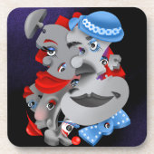 Surreal Puzzle Faces Getränkeuntersetzer (Vorderseite)
