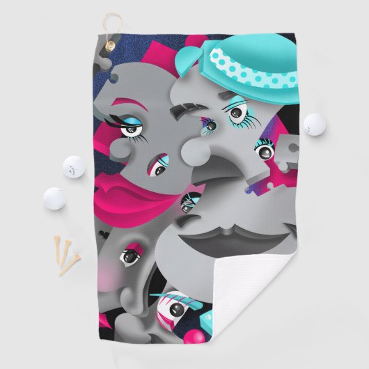 Surreal Puzzle Faces Golf Handtuch (Insitu)