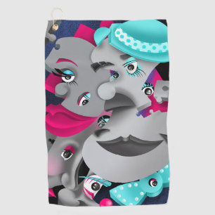 Surreal Puzzle Faces Golf Handtuch