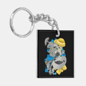 Surreal Puzzle Faces Keyring Schlüsselanhänger (Vorderseite links)