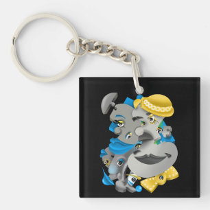 Surreal Puzzle Faces Keyring Schlüsselanhänger