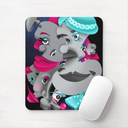 Surreal Puzzle Faces Mouse Mat Mousepad (Mit Mouse)