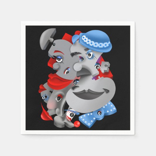 Surreal Puzzle Faces Napkin Serviette (Vorderseite)