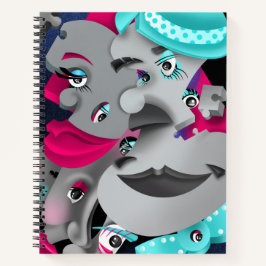 Surreal Puzzle Faces Notebook Notizblock